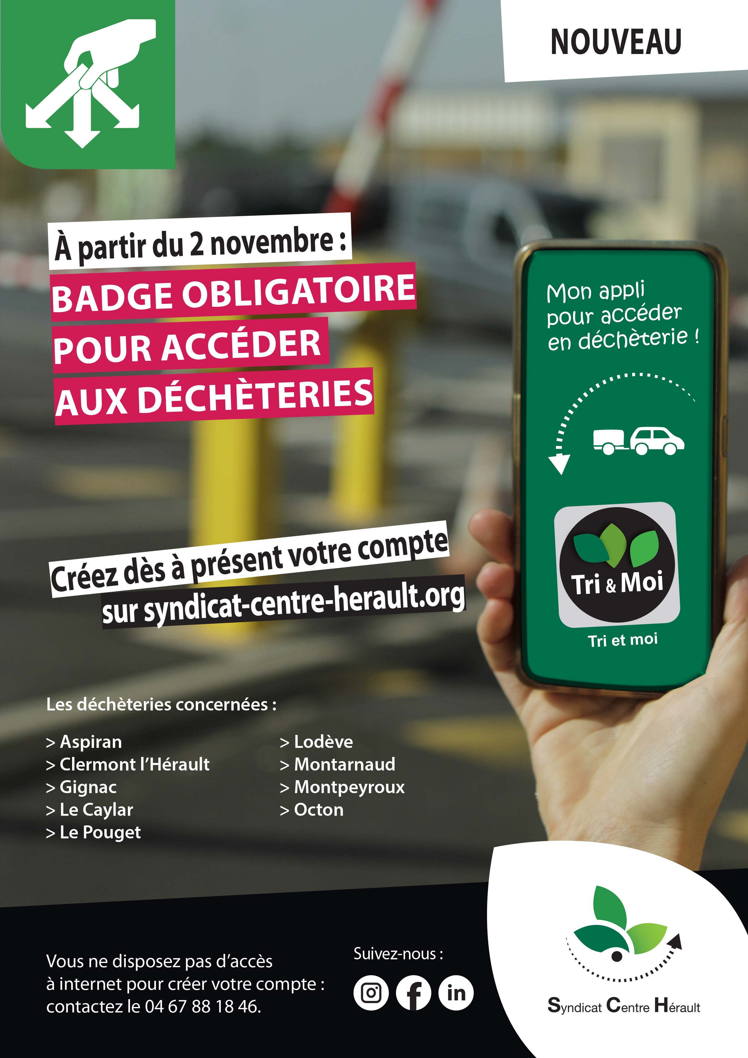 Affiche A4 SCH accès déchèterie badge