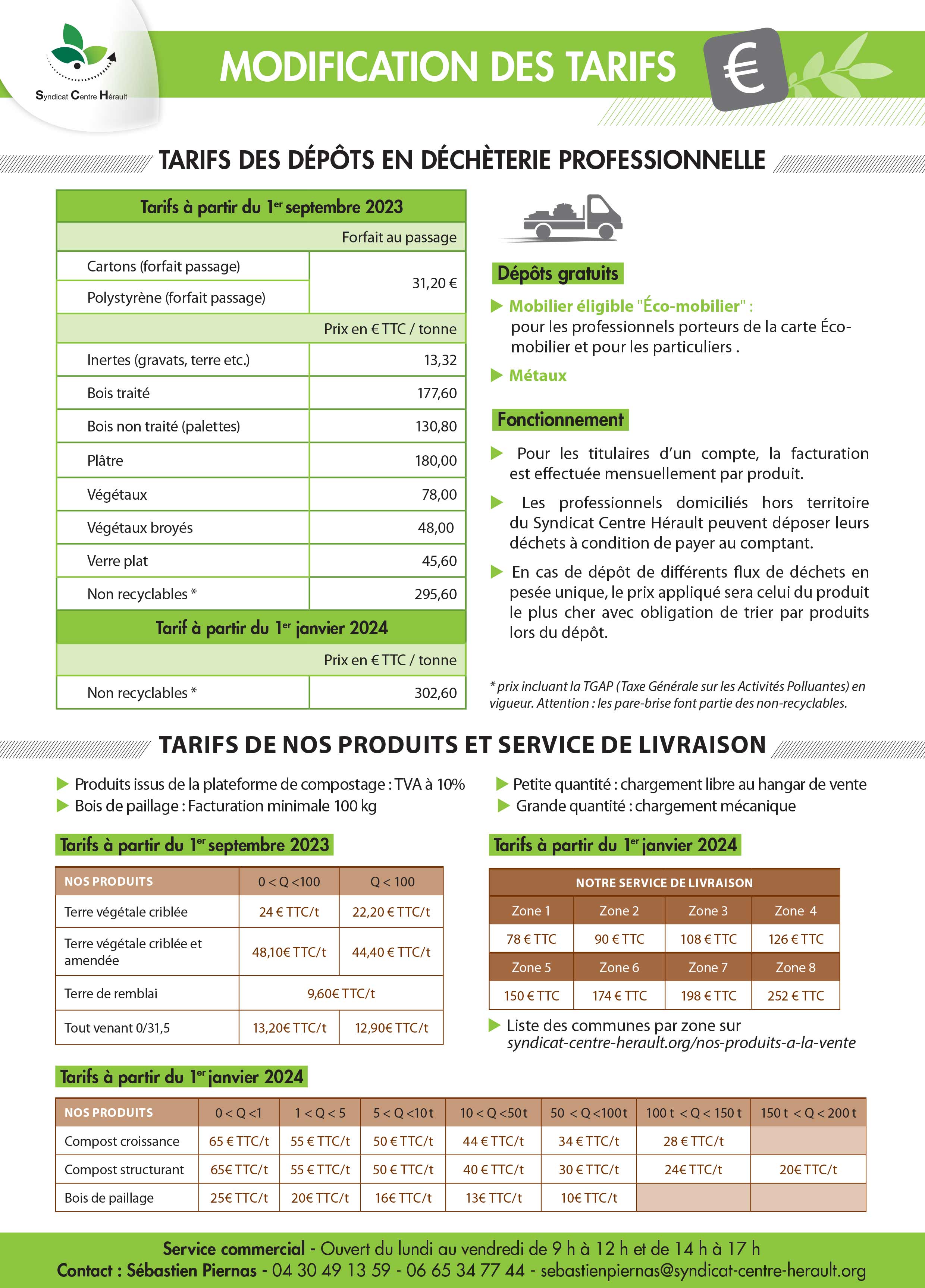 affiche A4 decheteries horaires d ete 2023